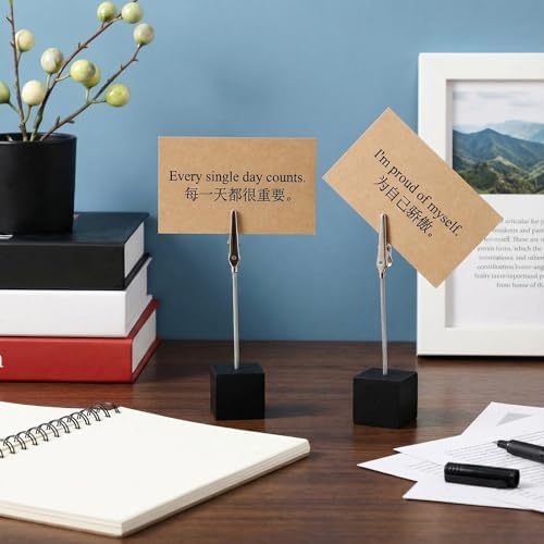 100 Pcs Cube Base Memo Clip Holder with Alligator Clip, Black