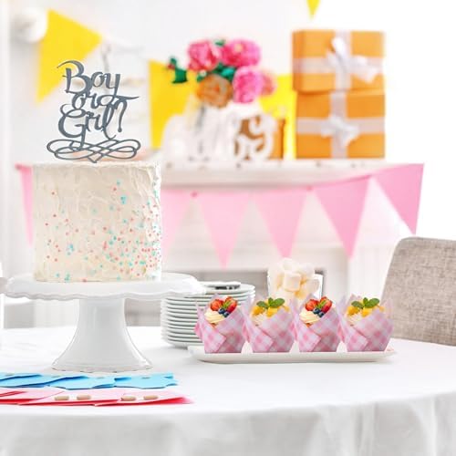 Maxdot 200 Pcs Pink Gingham Tulip Cupcake Liners for Baking Plaid Paper Muffin Baking Cups Checkered Tulip Muffin Liners Wrappers for Bridal Baby Shower Wedding Birthday Party Decor