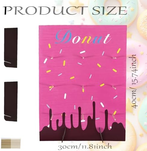 Pink Wood Donut Wall Display Stand Reusable Doughnut Board Holder Donut Party Supplies for Parties, Weddings, Birthdays, Dessert Table Decoration