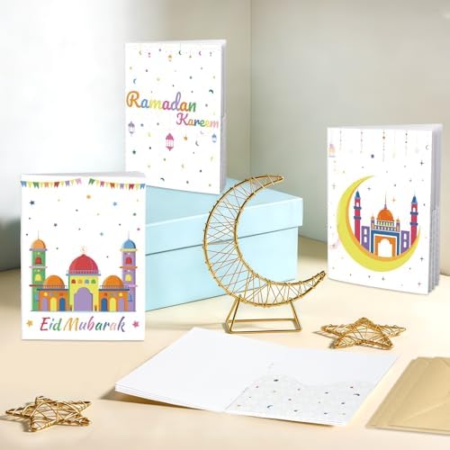 4 Sets Eid Gift Card Book, Eid Mubarak Money Holder Cards with Envelopes, Islamic Holiday Ramadan Kareem Gift Card Booklet Organizer for Family, Friends