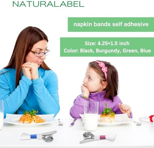 NATURALABEL Self-Adhesive Napkin Bands, Pack of 2,000, Assorted