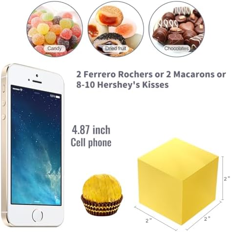 50 Pack Small Gift Boxes, 2x2x2 Favor Boxes Gold Paper Gift Boxes with Lids for Presents, Crafting, Cupcake Boxes, Gifts, Candy Boxes for Wedding Party Bridal Shower Baby Shower Favors