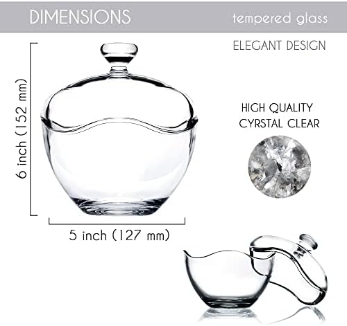 Volarium 13.5 oz Glass Candy Jars for Candy Buffet with Lid, Cookie Jar, Apothecary Jar, Food Storage Container