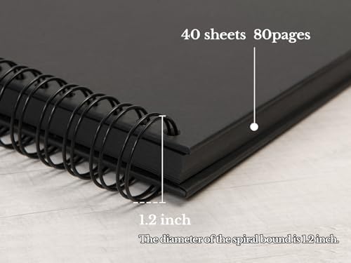 potricher 8 x 8 Inch DIY Scrapbook Album 80 Pages with Kraft Paper, Black