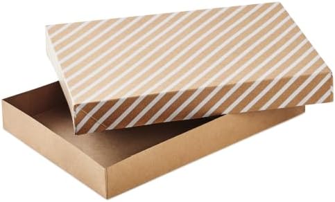 Hallmark Medium Christmas Gift Boxes with Lids (12 Shirt Boxes, 3 Designs: Navy Snowflakes, Gold Trees, Peace on Earth) for Christmas, Hanukkah, Holiday Parties