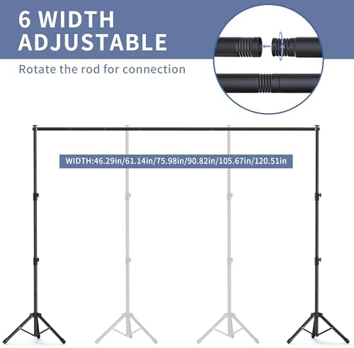 Backdrop Stand 10x7.5ft, Height Adjustable and Width Adjustable Backdrop Stand, Back Drop Stand for Balloon Arch, Photo, Parties