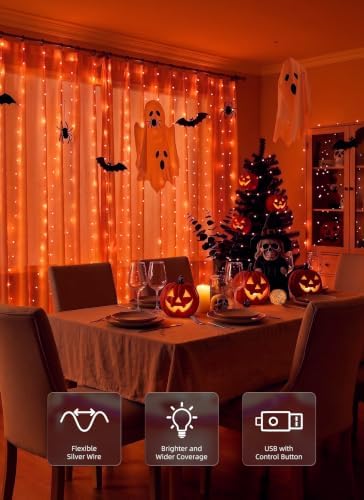 Brightown 300 LED Fairy Curtain Lights, 9.8ft x 9.8ft Curtain String Lights