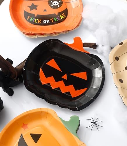 Winoo Design Halloween Paper Plates - 48 PK - Pumpkin Paper Plates Disposable for Halloween Decor Decorations for Table Party Supplies Party Favor