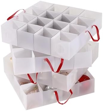 Sattiyrch Plastic Christmas Ornament Storage Box with Trays,Customizable Dividers, Dust-Proof Durable Ornament Organizer Holder,Christmas Storage Containers,Holds 64 x 3 Ornaments
