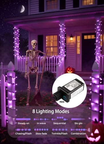 Purple LED Outdoor Halloween Lights, 39Ft 100 LED Halloween String Lights