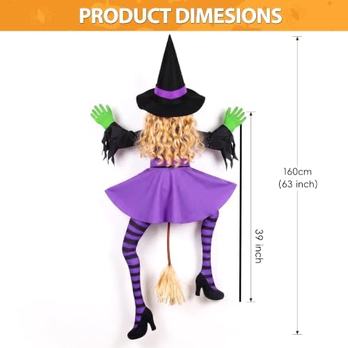 63" Purple Witch Crashing into Tree Halloween Outdoor Decor