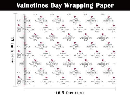 WRAPAHOLIC Valentines Day Wrapping Paper Roll - Mini Roll - 17 Inch x 16.5 Feet - Sweet Heart Happy Valentine's Day Wrapping Paper for Valentine's Day, Anniversary, Birthday