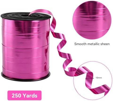 TONIFUL 250 Yards Shiny Pink Curling Ribbon 10mm Wide Balloon String