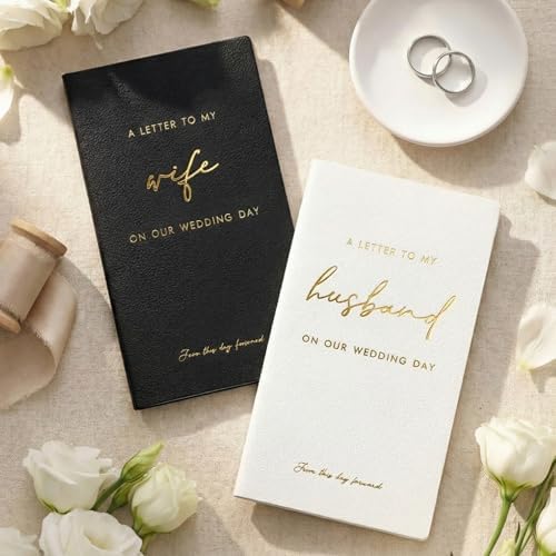2 Set Wedding Vow Books with Soft Cover to My Husband Wife Vow Books with Gold Foil Bride and Groom Notebook 40 Lined Pages Wedding Gifts for Bridal Shower Newly Engaged Couple Essential