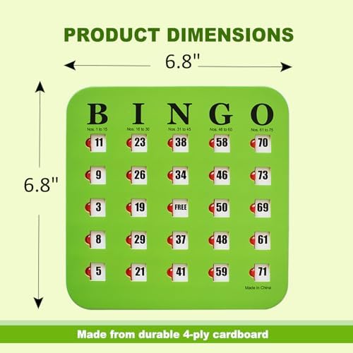 Yuanhe Bingo Cards with Sliding Windows - Reusable Travel Bingo Game Cards Bulk, 25 Pack, Green