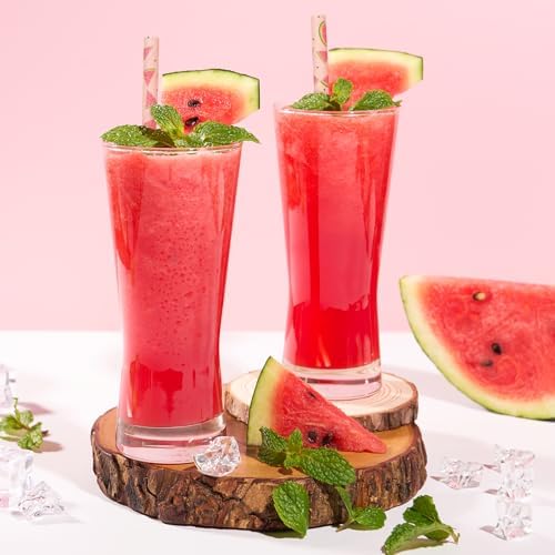 Whaline 200Pcs Watermelon Paper Straws Summer Fruit Drinking Straw Pink Red Watermelon Disposable Straw for One in A Melon Baby Shower Party Supplies