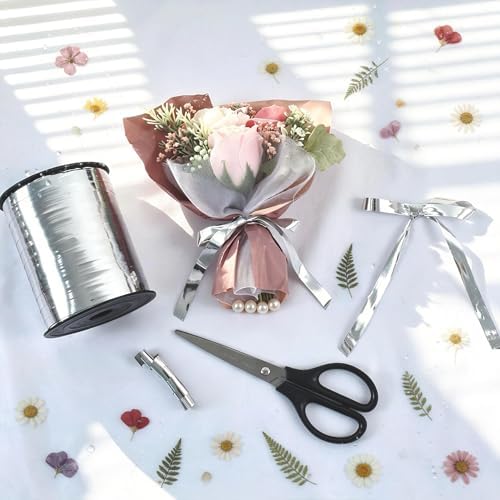 TONIFUL 250 Yards Shiny Silver Curling Ribbon 10mm Wide Balloon String