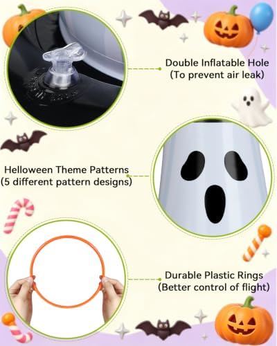 5Pcs Inflatable Halloween Ghost Ring Toss Game,Halloween Games for Kids,Adults,Family Party Favor Indoor Outdoor Game Garden Toys