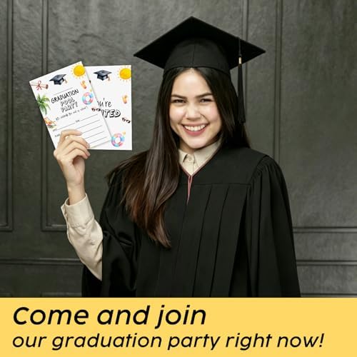 Graduation Invitations 2026 with Envelopes - 20 Pack Class of 2026 Black and Gold Graduation Party Invitations, 4x6 Inch Fill-in Graduation Announcements for High School or College - A01