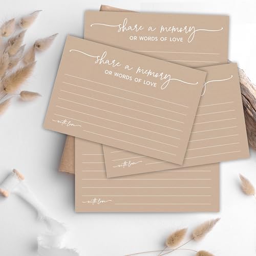50 Pcs Share A Memory Of Love Cards- 4"x 6" Double Sided Fill- Memory Cards For Wedding, Graduation, Anniversary, Birthday, Retirement Party - Celebration Of Life Keepsake Cards（Minimalism Brown）- A05