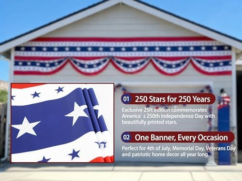 USA Bunting Flag 4th of July Red White Blue American Patriotic Independence Day and Memorial Days Decorations