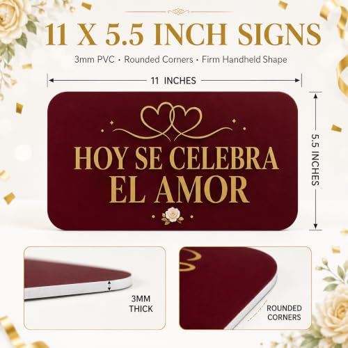 32 Designs Spanish Wedding Photo Booth Props, 16 Double-Sided Selfie Signs