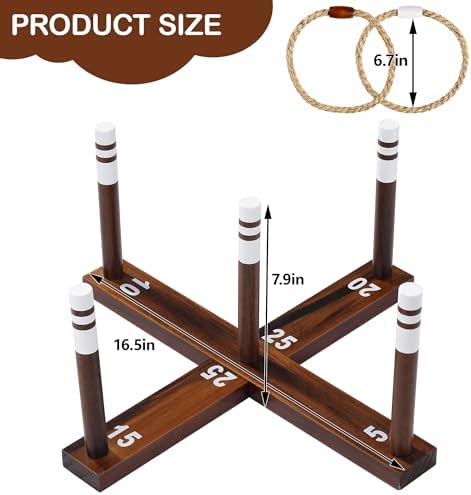 Ring Toss Game for Kids & Adults, Outdoor Yard Games for Adults and Family, Premium Ring Game with 6/10 Rope Rings & Carrying Bag, Perfect for Lawn, Backyard, Beach, Camping