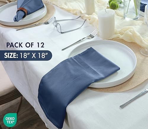 Ruvanti Cloth Napkins Set of 12, Cotton Enrich 18”x18” - Ocean Blue