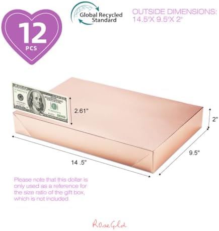 ROSEGLD 12 Large Gift Boxes with Lids 14.5x9.5x2 Inches, Apparel Gift Boxes