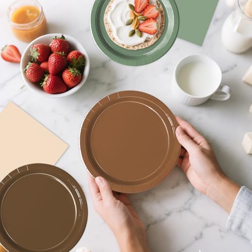 Oigco 150 PCS Woodland Baby Shower Decorations - Sage Green Neutral Forest Animal Brown Plates and Napkins for Safari Jungle Baby Shower Decorations, Serves 50