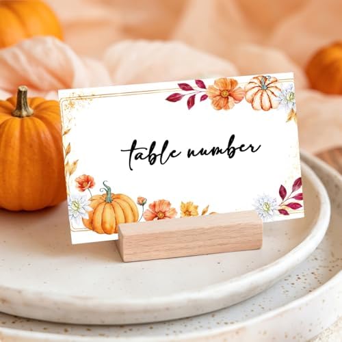 Pumpkin Place Cards for Table Setting, Tent Cards Decor For Birthday Baby Shower Thanksgiving Party Decorations, Bridal Shower Wedding Place Card, 25 Pack Birthday Food Name Card 2 x 3.5" /039