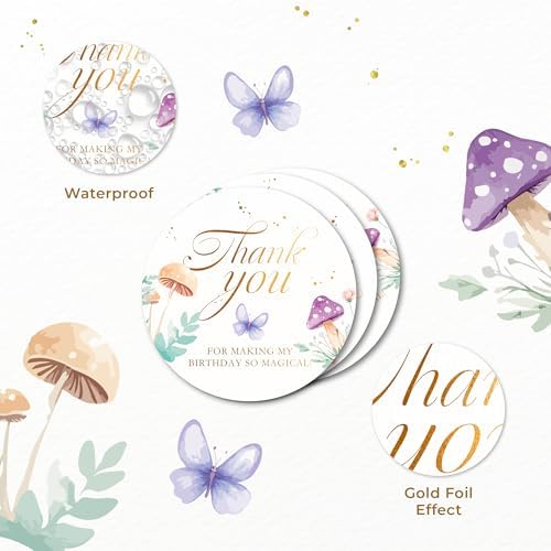 Mobiusea Creation Fairy Thank You Stickers 60pcs Birthday Labels