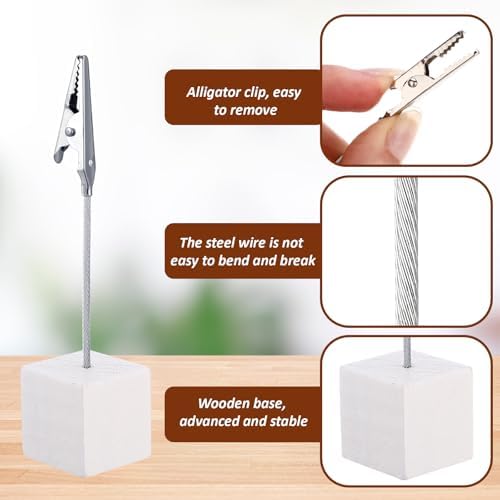 100 Pcs Cube Base Memo Clip Holder with Alligator Clip, White