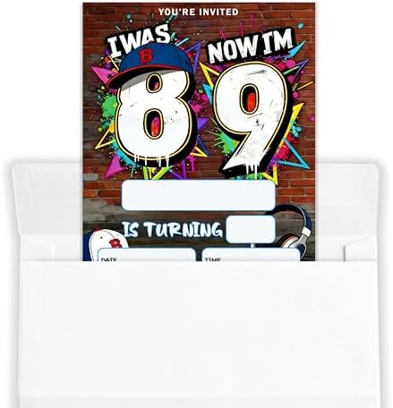 4x6 I Was 8 Now I'm 9" Urban 9th Birthday Invitation Set (20 Cards + 20 Envelopes) – Street Style Sports Themed Party Invites.(170)