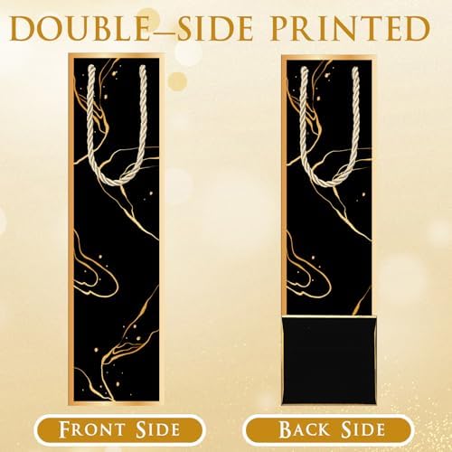 Fingertip WD 20 Pack Wine Gift Bags with Handles & Tissue Paper black