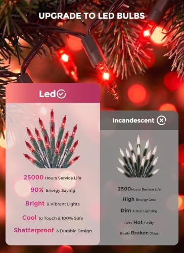 LED Christmas Lights Indoor Outdoor, 33FT 100 Count Mini String Lights