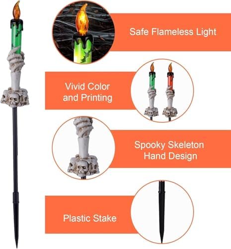 Halloween Decorations Outdoor, Solar Pathway Lights, 20 Pack