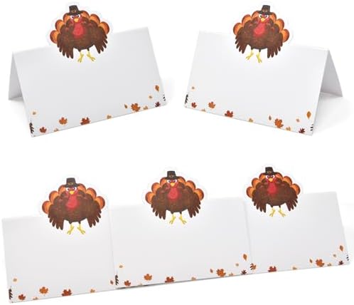 Gift Boutique 100 Pack Thanksgiving Turkey Place Cards Fall Harvest Folded Paper Name Tent Cards for Dinner Table Setting Party Wedding Decorations