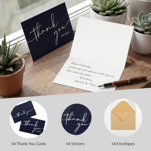 NESCCI 54 PCS Thank You Cards With Envelopes,3.5x5 Inch Minimalistic Design