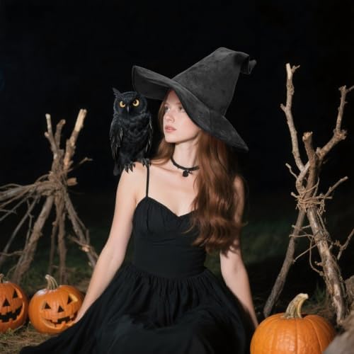 Vegove Suede Wizard Hat Witch Hats, Adult Witches Sorcerer Halloween Costume Accessories