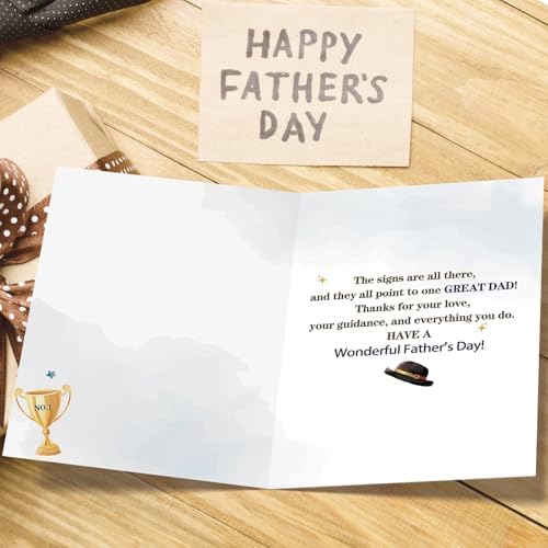 Fathers Day Card Gift for Dad from Daughter Son Kids, Meaningful Direction Sign Design with Emotional Message, Unique Gifts for Father's Day Family Celebration and Love