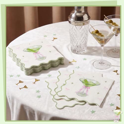 Natnarr 50 Pk Martini Napkins 6.5" Scalloped A Tini Bit Older Napkins