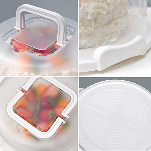 Plastic Small Cake Carrier Holder Round Container with Handles Suitable for 6~8 inch Diameter and 4 inch Height Small Cake (White)
