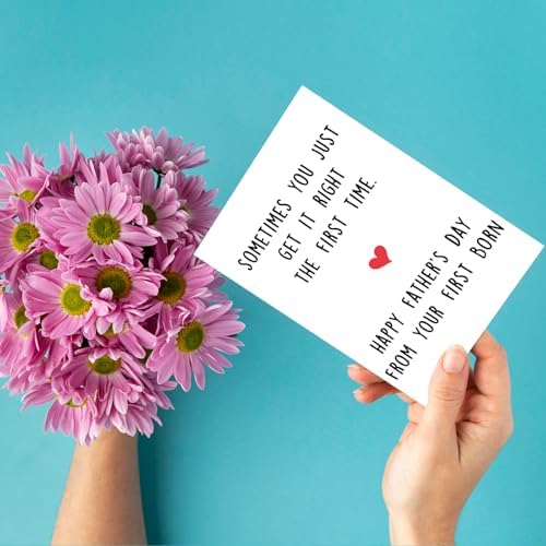 Funny Fathers Day Card from 1st Born, Humorous Fathers Day Card Gift for Dad from First Born Son Daughter Kids, Unique Father's Day Cards from First 1st Child
