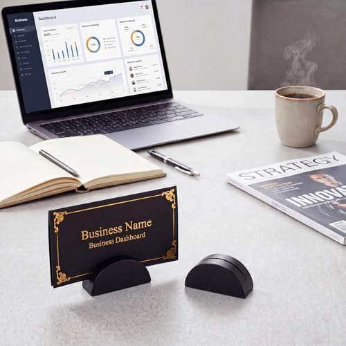 Colingmill 24 Pcs Wooden Table Number Stands with Tented Cards,Black
