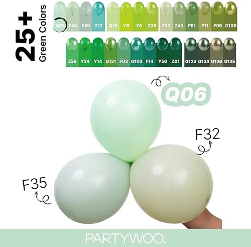 PartyWoo Light Green Balloons 140pcs Mint Pastel Peppermin Green Color