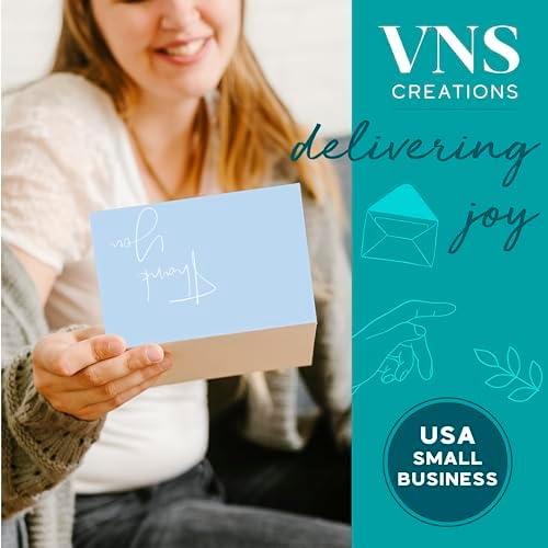 VNS Creations Thank You Cards With Envelopes - 20 Pack 4 x 6 - Light Blue