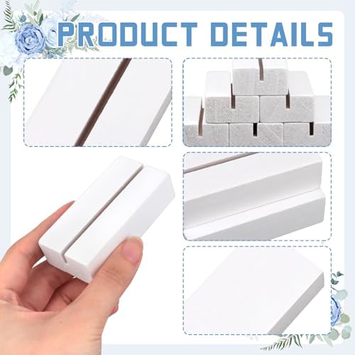 15 Pieces White Wood Table Number Stands Wood Place Card Holders Picture Holder Acrylic Sign Holders for Ceremony Birthday Party Home Decoration ﻿