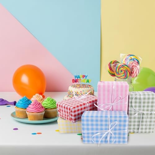 BEISHIDA Gingham Tissue Paper Bulk，Yellow and White Checkered Wrapping Tissue Paper for Gift Bags, 14 x 20 Inch Gift Wrap for Wedding Birthday Easter DIY Crafts Decor Holiday Flowers-50 Sheets