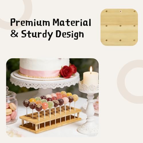 Wooden Cake Pop Holder Stand, Includes 100 Paper Sticks, Perfect for Cake Pop Drying, Display at Parties, Weddings, Birthdays, Dessert Table Decoration